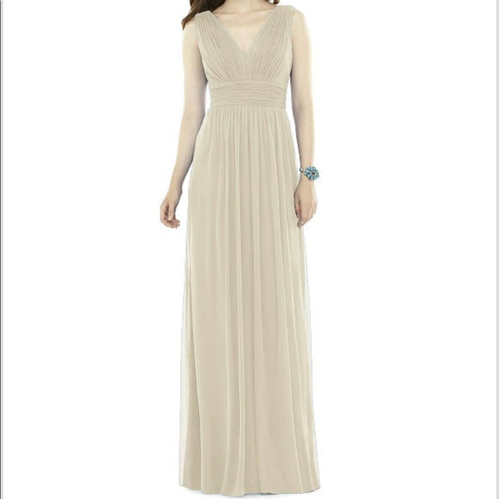 Alfred Sung Tan Bridesmaid Dress Beige